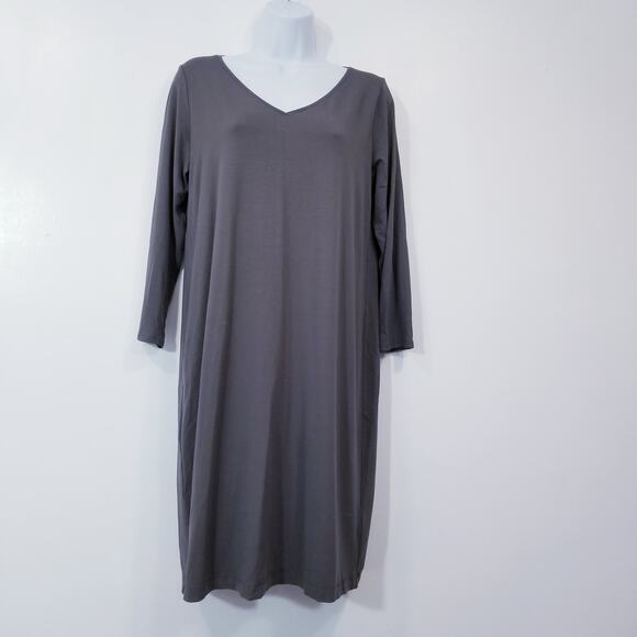 Eileen Fisher V-Neck Shift Dress - Picture 1 of 10
